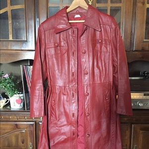 Burgundy Leather Trench